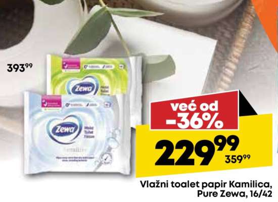 Vlažni toalet papir Kamilica, Pure Zewa, 16/42
