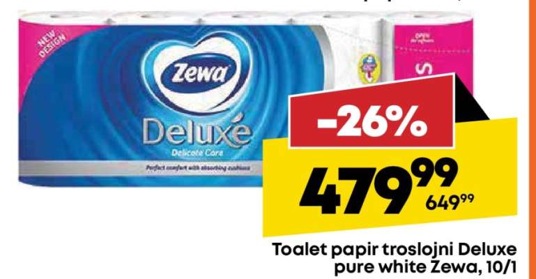 Toalet papir troslojni Deluxe pure white Zewa, 10/1