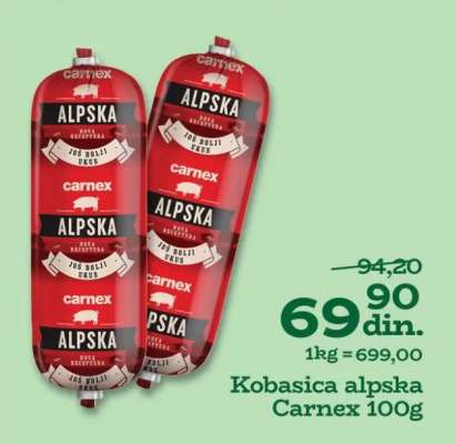 Kobasica Alpska Carnex 100g