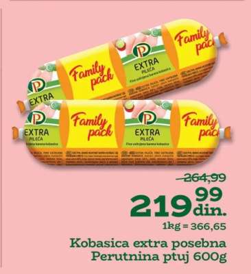 Kobasica extra posebna Perutnina ptuj 600g
