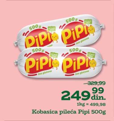 Kobasica pileća Pipi 500g