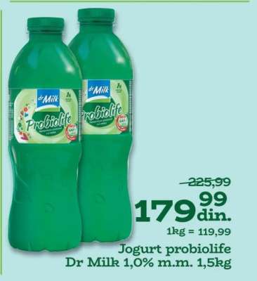 Jogurt probiolife Dr Milk 1,0% m.m. 1,5kg