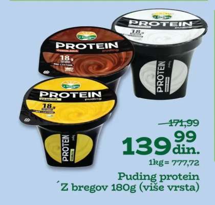 Puding protein 'Z bregov 180g (više vrsta)