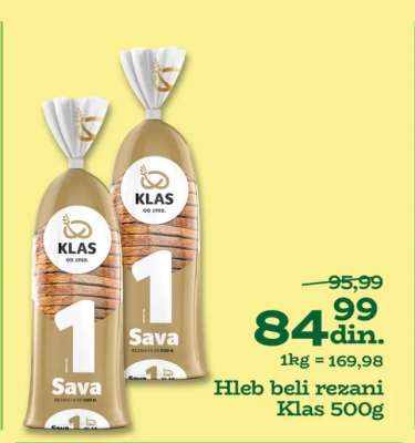 Hleb beli rezani Klas 500g