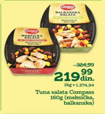Tuna salata Compass 160g (meksička, balkanska)