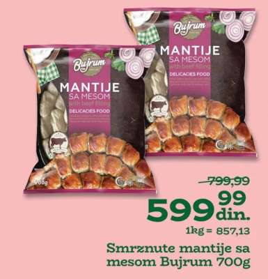 Smrznute mantije sa mesom Bujrum 700g