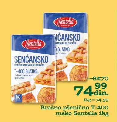 Brašno pšenično T-400 meko Sentella 1kg
