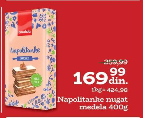 Napolitanke nugat Medela 400g