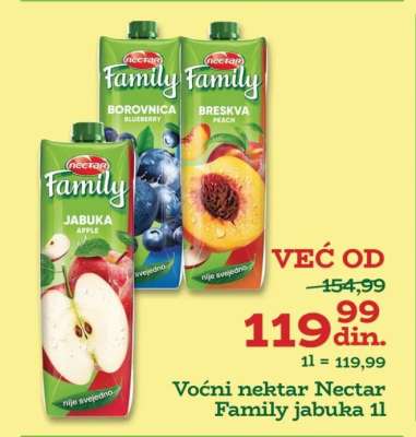 Voćni nektar Nectar Family jabuka 1l