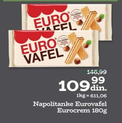 Napolitanke Eurovafel Eurocrem 180g