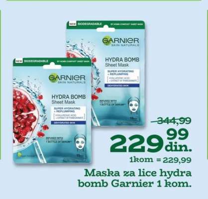 Maska za lice hydra bomb Garnier 1 kom.