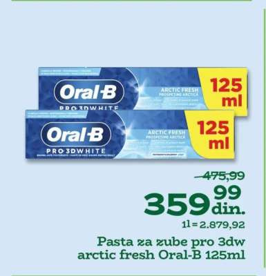 Pasta za zube pro 3dw arctic fresh Oral-B 125ml