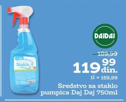 Sredstvo za staklo pumpica Daj Daj 750ml