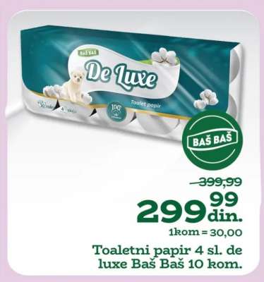 Toaletni papir 4 sl. de luxe Baš Baš 10 kom.