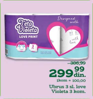 Ubrus 3 sl. love Violeta 3 kom.