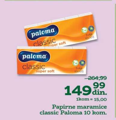 Papirne maramice classic Paloma 10 kom.