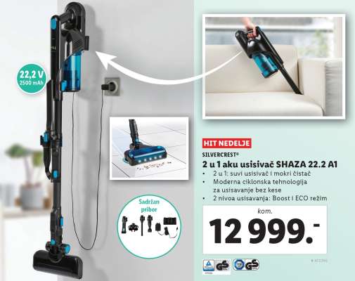 SILVERCREST® 2 u 1 aku usisivač SHAZA 22.2 A1
