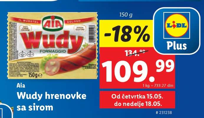 Wudy hrenovke sa sirom