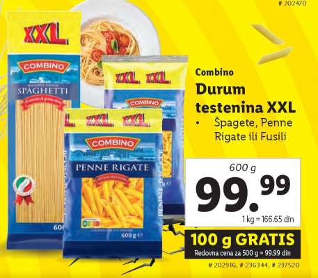 Combino Durum testenina XXL