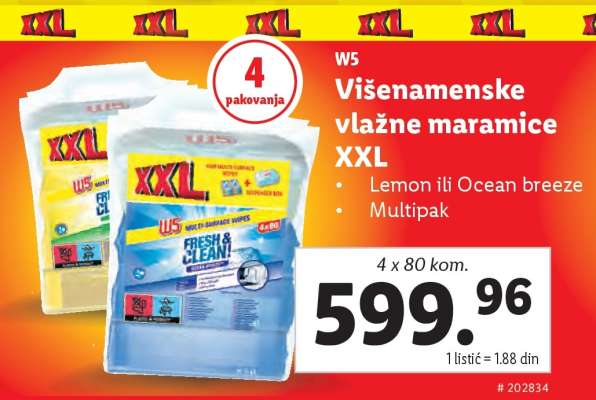 W5 Višenamenske vlažne maramice XXL