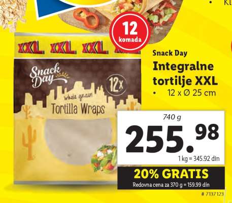 Snack Day Integralne tortilje XXL