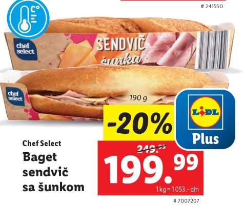 Baget sendvič sa šunkom