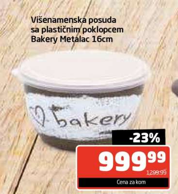 Višenamenska posuda sa plastičnim poklopcem Bakery Metalac 16cm