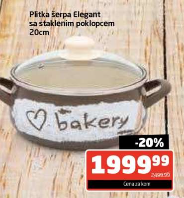 Plitka šerpa Elegant sa staklenim poklopcem 20cm