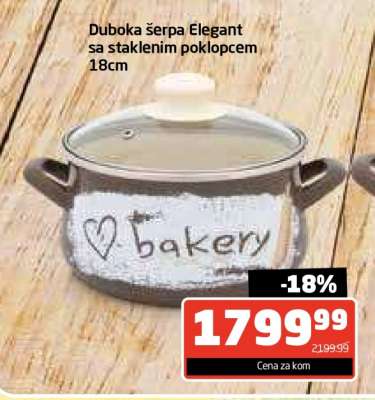 Duboka šerpa Elegant sa staklenim poklopcem 18cm