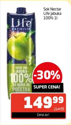 Sok Nectar Life jabuka 100% 1l