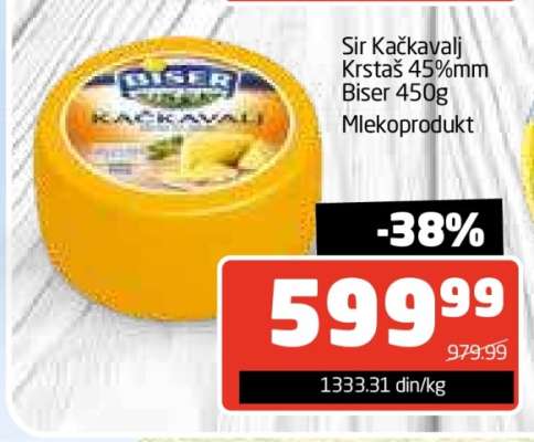 Sir Kačkavalj Krstaš 45%mm Biser 450g