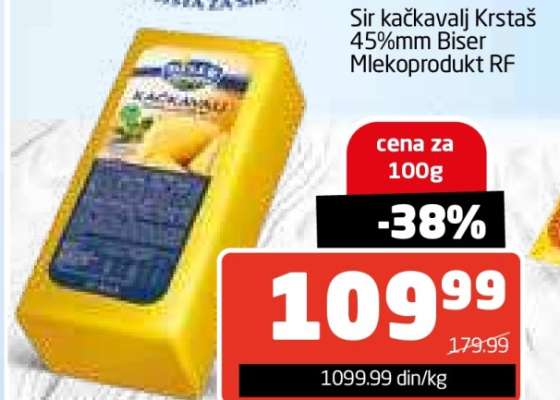 Sir kačkavalj Krstaš 45%mm Biser Mlekoprodukt RF