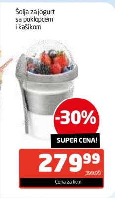 Šolja za jogurt sa poklopcem i kašikom