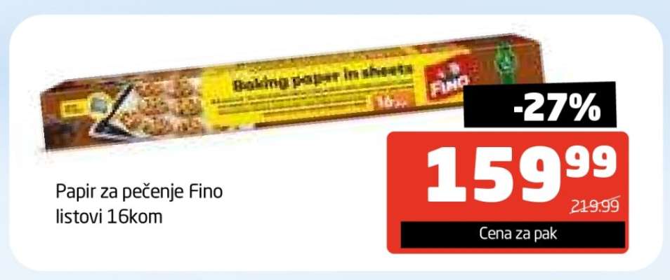 Papir za pečenje Fino listovi 16kom