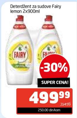 Deterdžent za sudove Fairy lemon 2x900ml