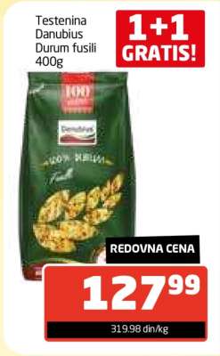 Testenina Danubius Durum fusili 400g