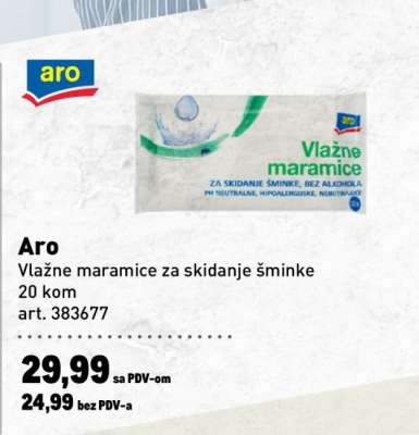 Aro Vlažne maramice za skidanje šminke