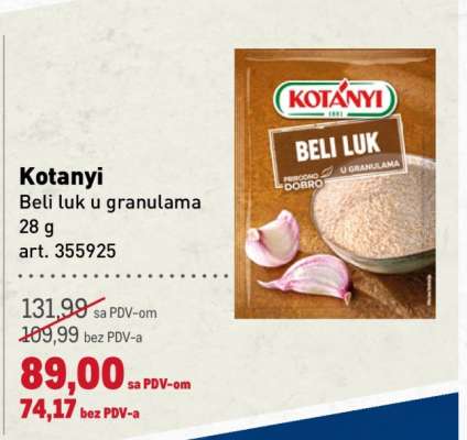 Kotanyi Beli luk u granulama