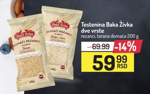 Testenina Baka Živka dve vrste