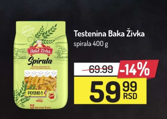 Testenina Baka Živka spirala 400 g