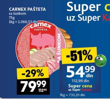 CARNEX PAŠTETA sa šunkom