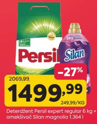 Deterdžent Persil expert regular 6 kg + omekšivač Silan magnolia 1.364 l