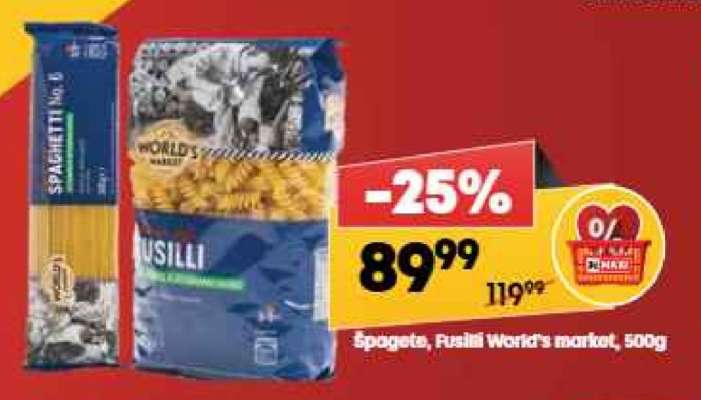 Špageti, Fusilli World's market, 500g