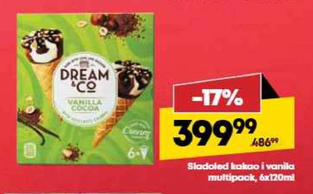 Sladoled kakao i vanila multipack, 6x120ml