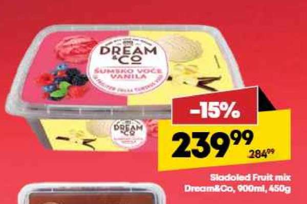 Sladoled Fruit mix Dream&Co, 900ml, 450g