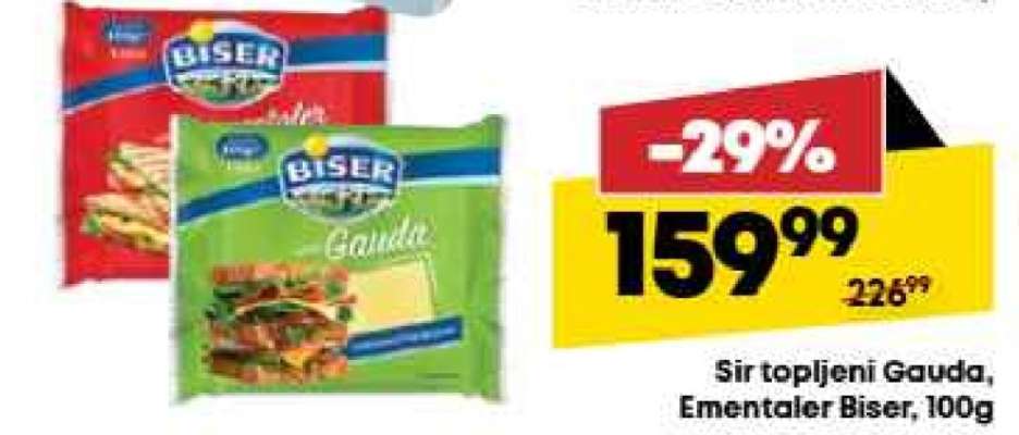 Sir topljeni Gauda, Ementaler Biser, 100g