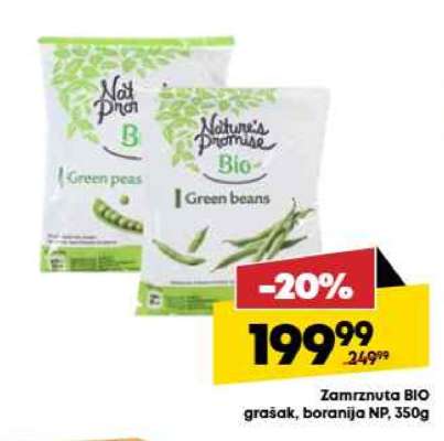 Zamrznuta BIO grašak, boranija NP, 350g