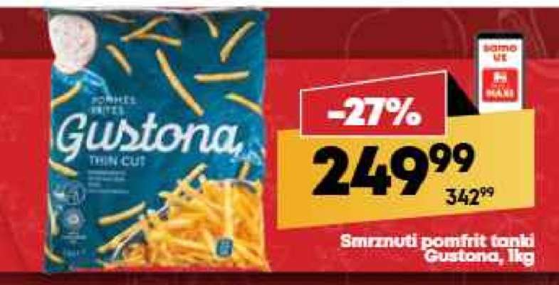 Smrznuti pomfrit tanki Gustona, 1kg