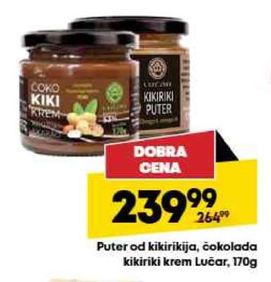 Puter od kikirikija, čokolada kikiriki krem Lučar, 170g
