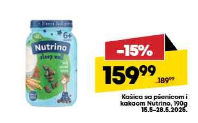Kašica sa pšenicom i kakaom Nutrino 190g